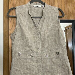 Chic Tweeds 100% Linen Sleeveless Blouse w Silver Grommet Detail Size Medium